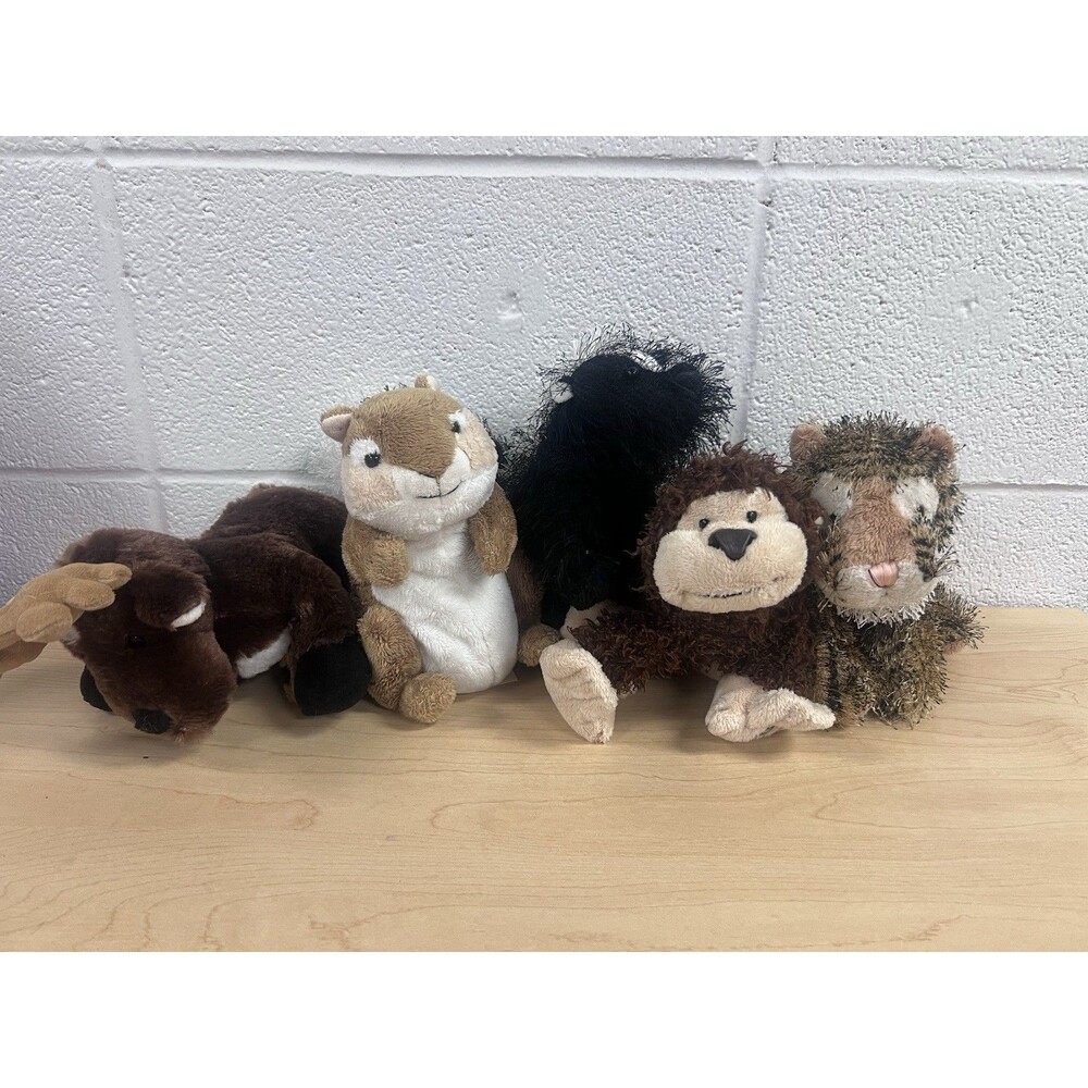 Ganz Webkinz Lot Of 5 Moose Skunk Tiger Chipmunk Cheeky Monkey No Code